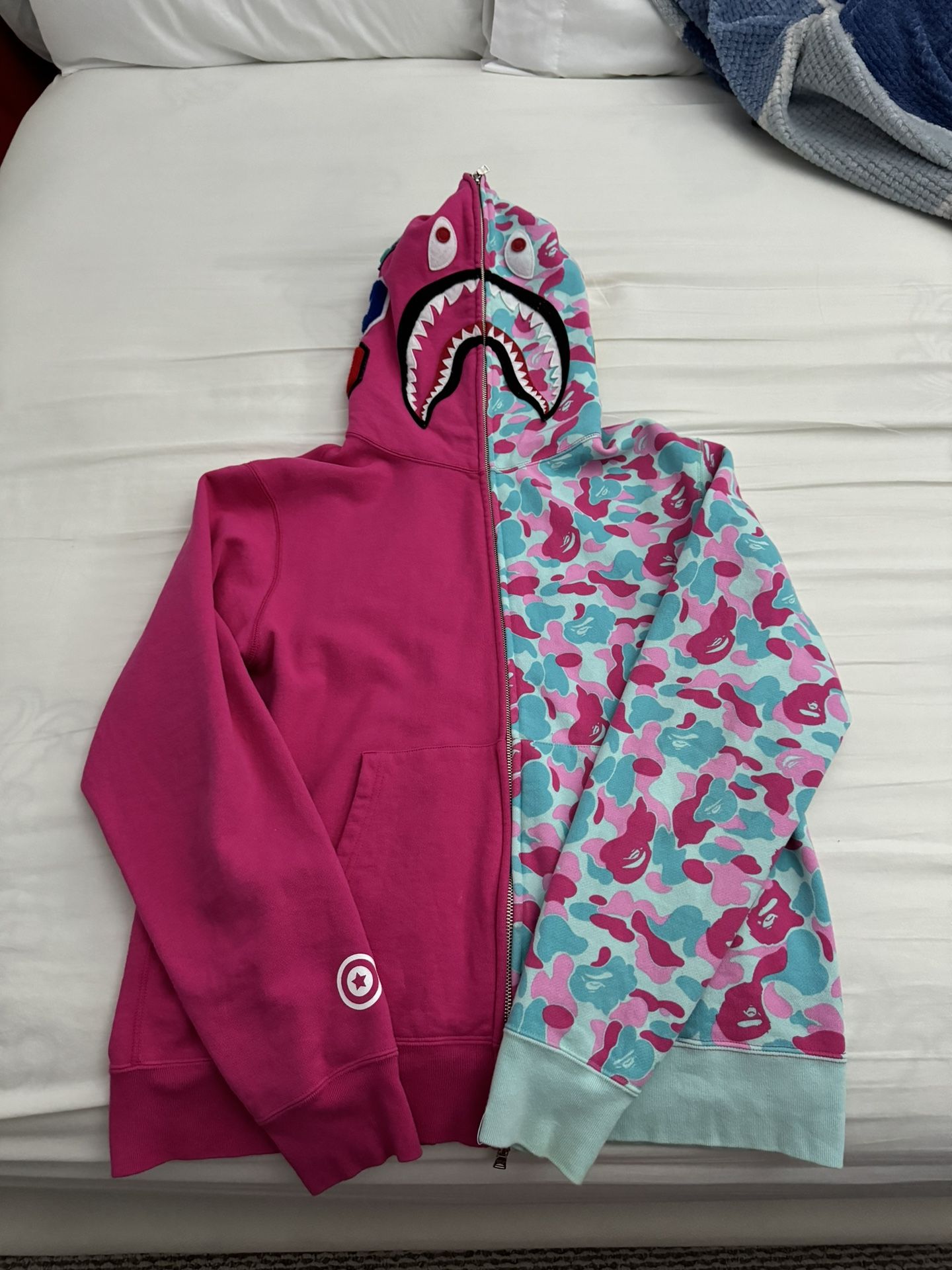 bape miami hoodie pink/blue limited edition