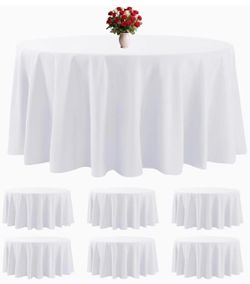 Bailarina 6 Pack White Round Tablecloths 120 Inches Table Cloth