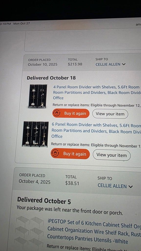 One four and one six room divider with Shelves