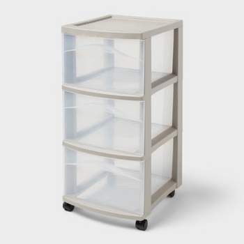 Bundle of 4 - Medium 3 Drawer Cart - Spaceship Gray - Brightroom™