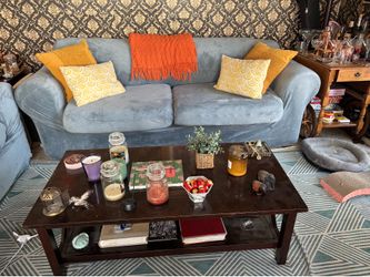 Coffee table and sofa
