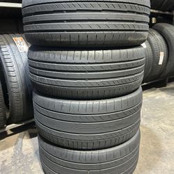 SET OF 4 USED TIRES CONTINENTAL CONTISPORTCONTACT SSR (run flat STAGGERED)…255/40/18 Rr—225/45/18 Ft
