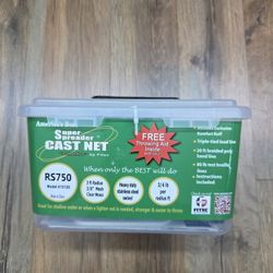 Fitec Super Spreader RS750 Cast Net White Nylon 4 ft. x 3/8 in, Mesh, 3/4 lbs Weights