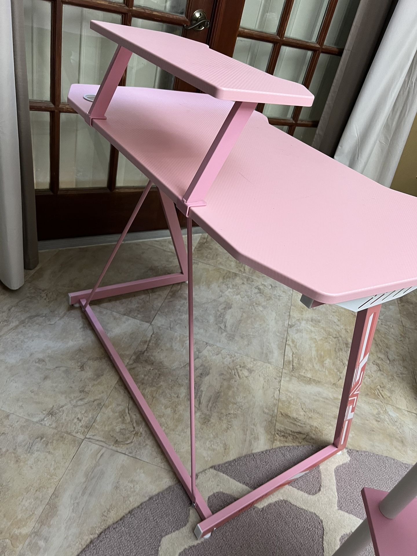 Girls Pink Desk And Corner Shelf 