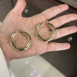 Earrings Yellow Gold 14k. Hoops