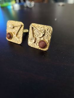 vintage gold tone metal mens cuff links