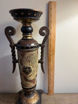 Decorative Candle Holder Urn with Scroll Handles