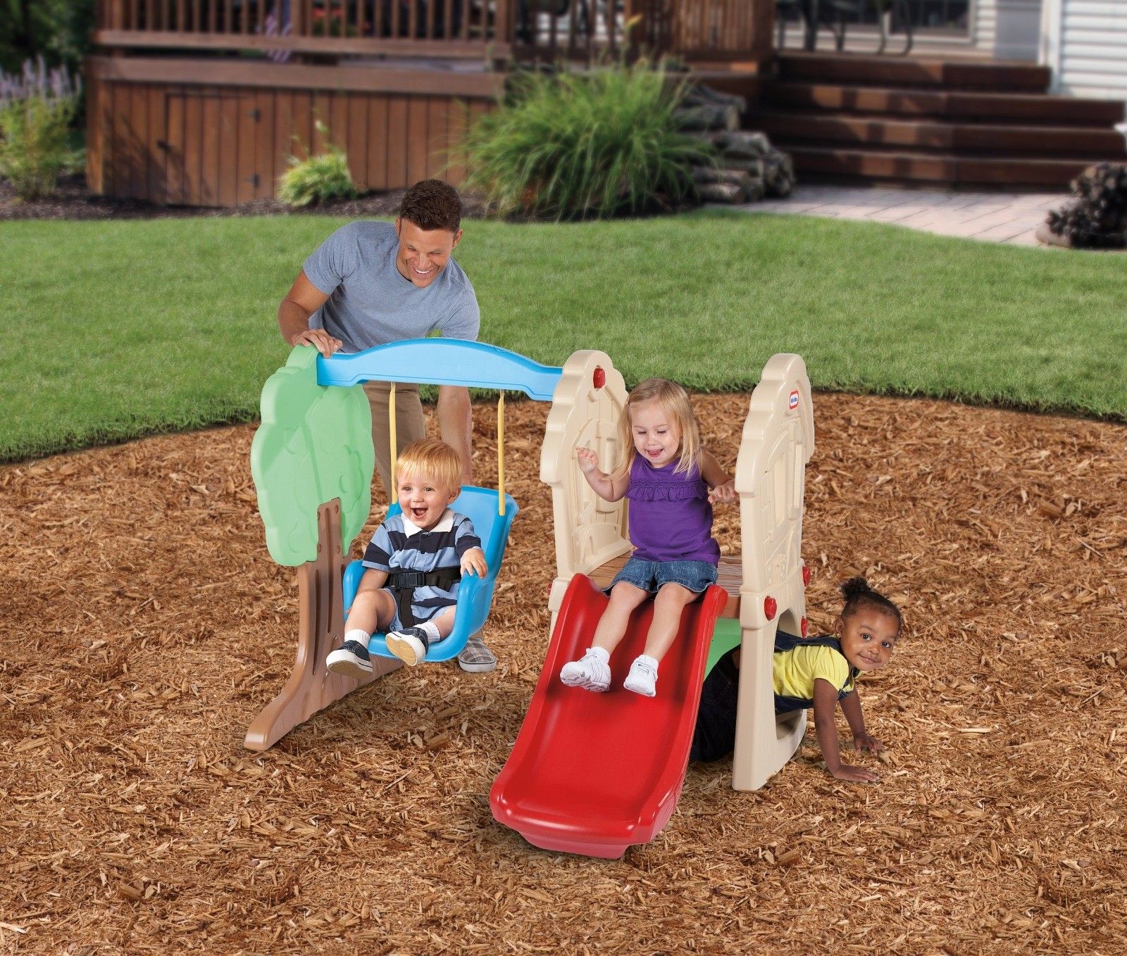 Little Tikes Hide & Seek Climber and Swing - Brown/Tan (missing screws)