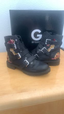 G By Guess Embroidered Combat Boots Size 6 (New)
