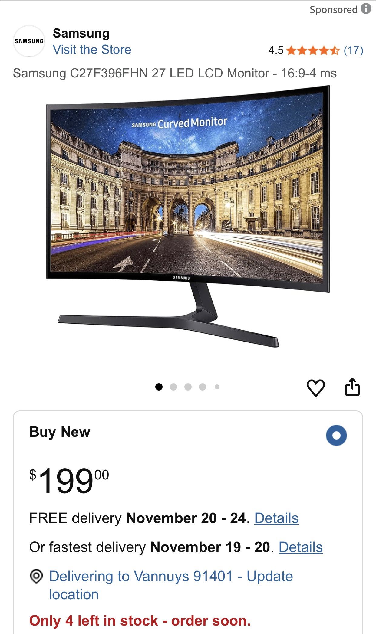 Two Samsung 27” Curved Monitors 