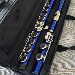 Cupronickel Nickel Plated Blue Flute with Carry Case- Excellent/Like new Condition. $75