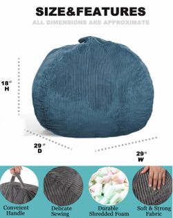 Blue Corduroy Bean Bag Chair