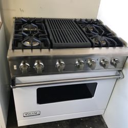 Viking 36” Wide Dual Fuel Range Stove With Charbroil Grill 