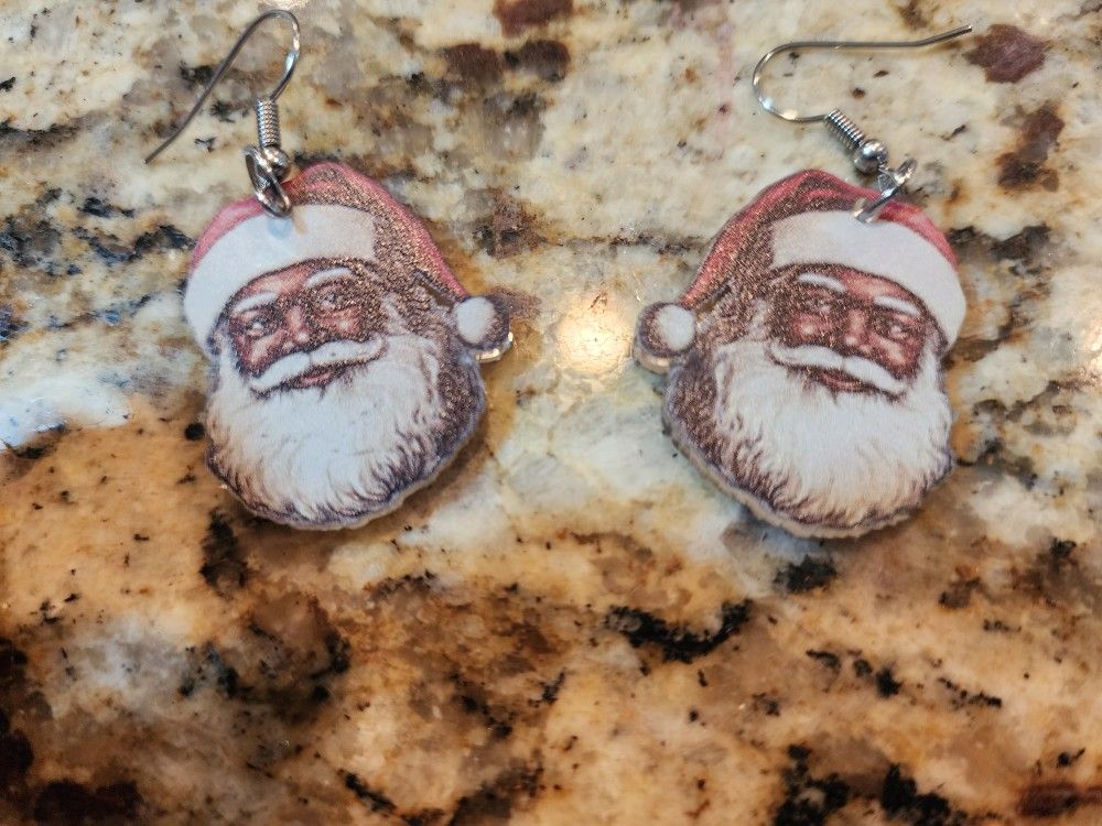 African American Santa Claus Earrings