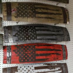 American Flag Whiskey Barrel Stave Sign 