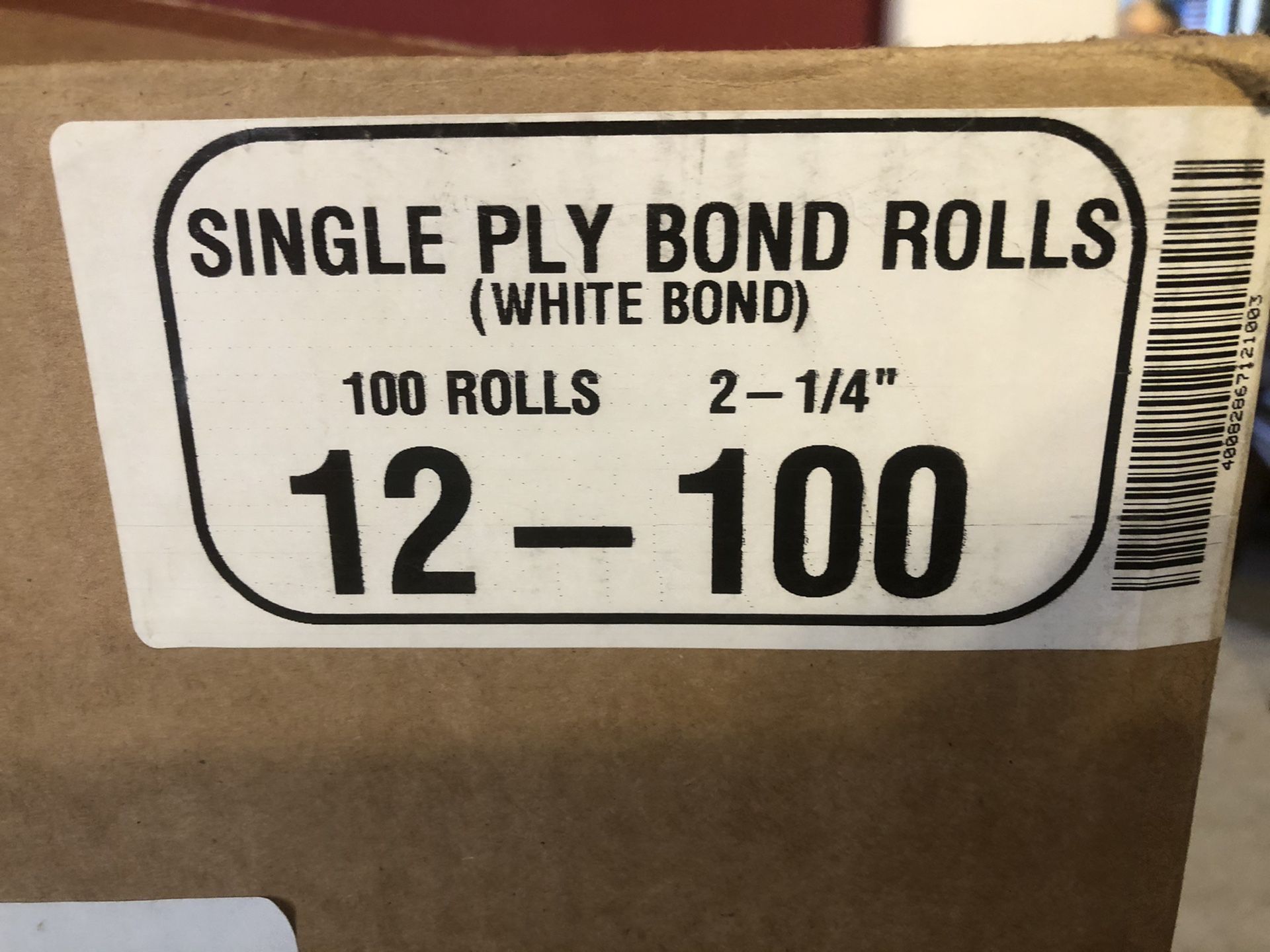 New rolls of white paper