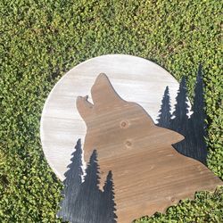 Wolf And Pine Trees Wall Decor