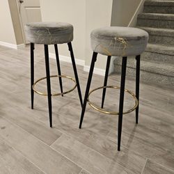 Gray and Gold Marble Bar Stools 