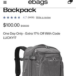 Ebags Travel Backpack