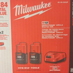Milwaukee M12 2.0Ah Battery 2-Pack & Charger Kit - NEW SEALED