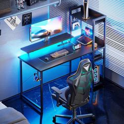 Gaming Desk Black With LED and Power Outlets [NEW]