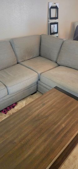 Beige Fabric Sectional Sofa with Chaise