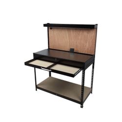 New Unopened Box Hyper tough 46 In Easy Assembly Workbench With Led Light, Peg Hooks And Drawer Liner
