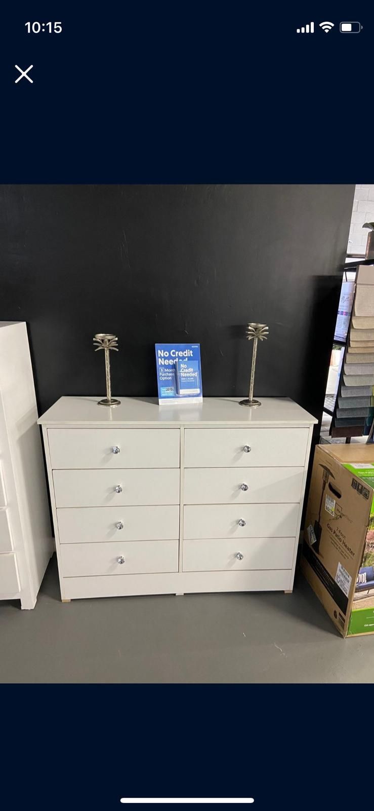 White 8- Drawer Compressed Wood Dresser With Diamond Knobs