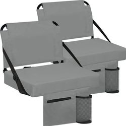Stadium Seats for Bleachers 2 Pack w/Back Support Bleacher Seat Soft Cushion Light Weight Includes Shoulder Strap & Cup Holder, Front & Back Zipper Po