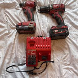 Milwaukee Impact And Drill, Milwaukee M18/ M12 Battery Charger with 6.0 Ah Battery Pack & 2.0 Ah