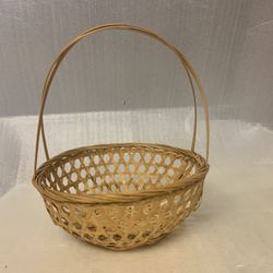 Vintage Large Hand Woven Rustic Wicker Market Basket Flower Basket