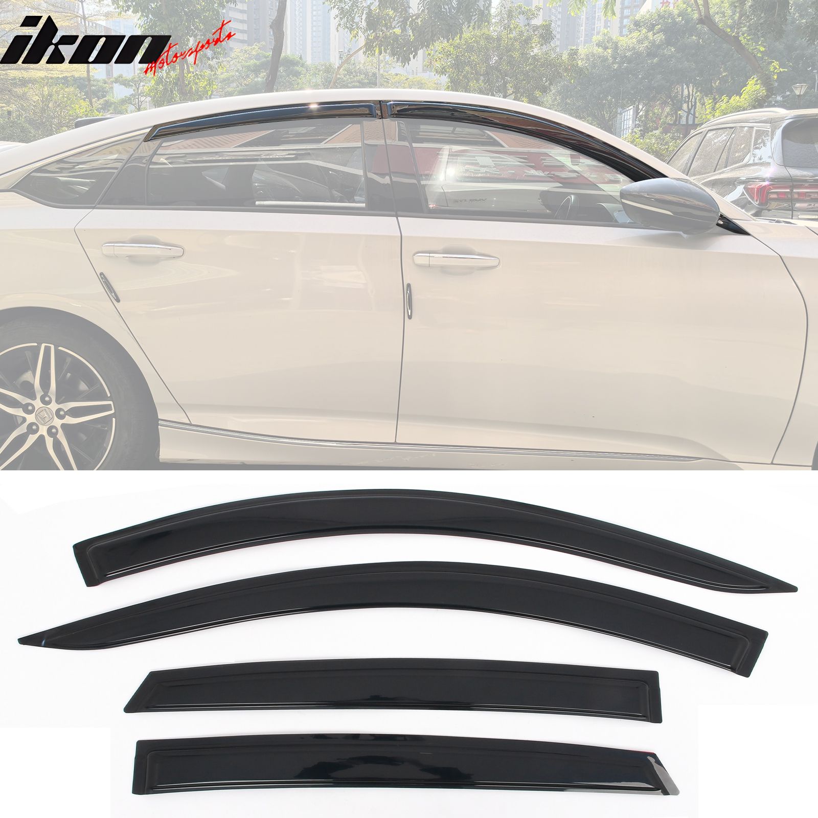 Fits 2018-2025 Honda Accord Tape on Window Visors Vent Rain Sun Wind Guard Deflector