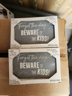 Beware of the Kids Cement Garden Stone – Set of 2