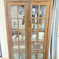  Solid Wood Glass-Front Display Cabinet 
