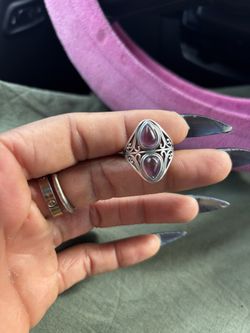 925 Antique Purple Sapphire Ring Victorian Era Rare