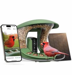 R4) Birdfy 2 Smart Bird Feeder with Camera, 1080P HD for Outdoor Bird Watching Wide Angle View, Auto Bird Capture, Solar Powered, Optional AI Bird ID,