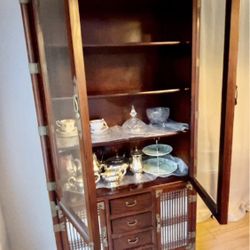 Solid Cherry Wood Antique China Cabinet