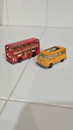 Vintage Matchbox Superfast Diecast Lot - 1970 VW Camper & Londoner Bus (Lesney England)