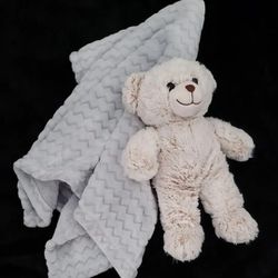 ✅ Baby Boy Cloud Island Blanket & 13"Plush Teddy Bear• Great Condition• $8firm