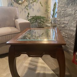 Brown Wood Side Table / End Table / Glass Tables / Wood End Side Tables 