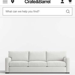 Crate & Barrel Axis 105" Grande Sofa in Douglas Ice w Hardwood Legs