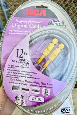 x3 RCA - DT12C - RG-6 Digital Coaxial Video Cable F Male-Male - 12 ft