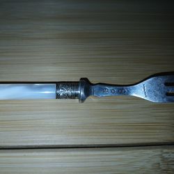 Morher Of Pearl Silver Plate Pickle Fork 