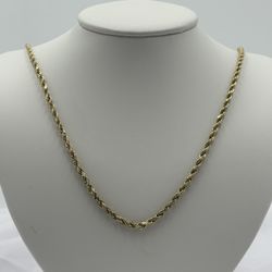 26” Hollow Yellow Gold Rope Chain