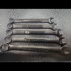 Bundle Lot Of 5 Vintage Craftsman Made In USA Combination Wrenches 5/16” - 1/2”