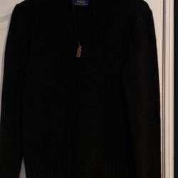 Men’s Ralph Lauren Black Cashmere 3/4 Zip Sweater Small