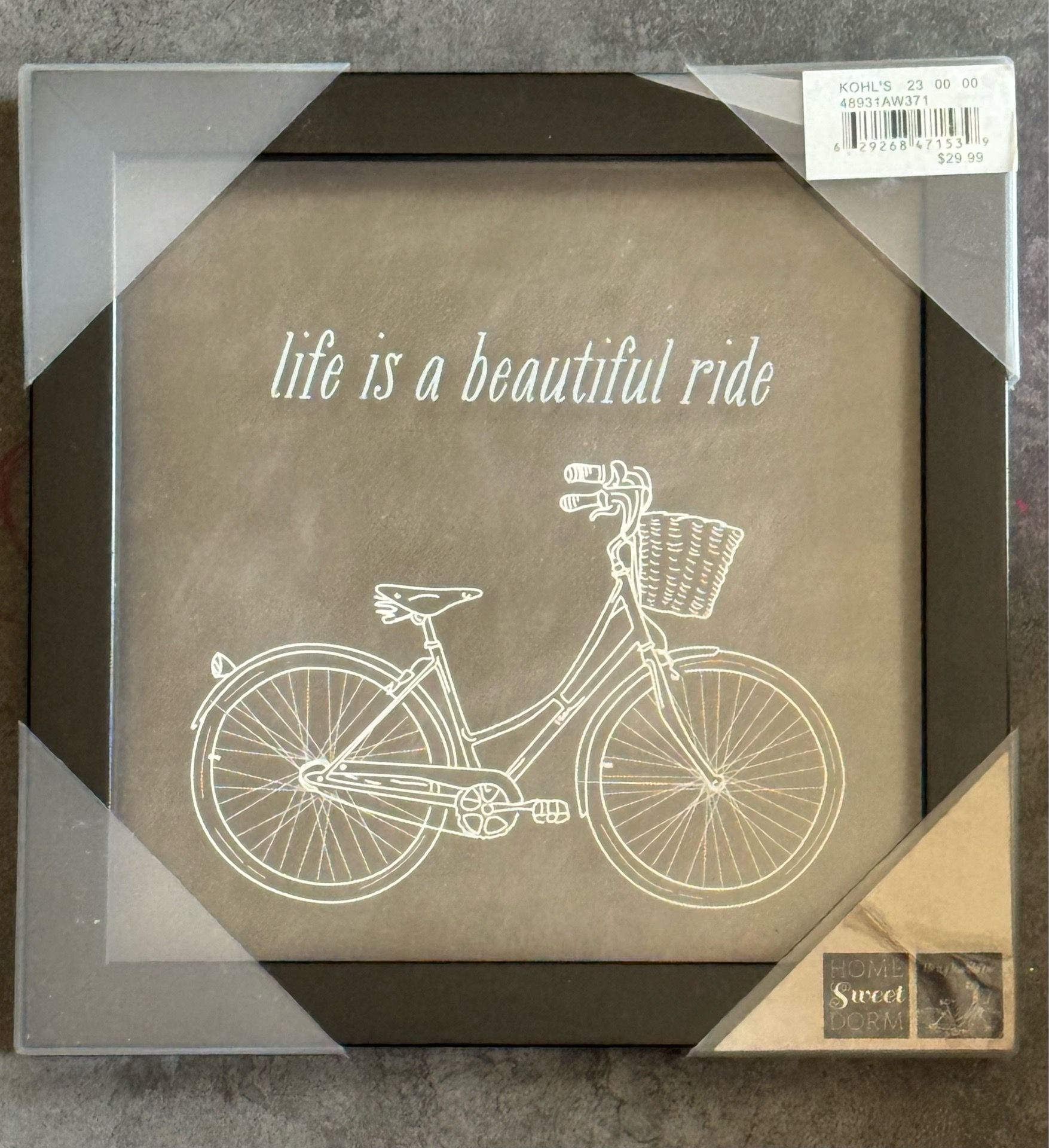 Brand New Vintage Bicycle shadow box with quote that reads “ It’s a beautiful ride “.