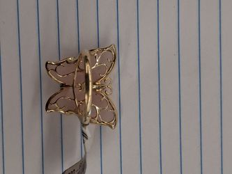 Pink quartz butterfly ring, 14k, 6.9g, yellow gold, size: 6.5