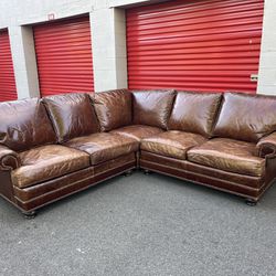 Leathercraft Brown Leather Sectional Couch