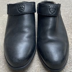 Ariat 7.5 Black Leather Sling Back Mule Clog Comfort Western Casual
